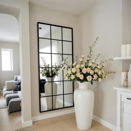 65"x 24" Window pane Full Length Mirror, Wall 65"L x 24"W Windowpane C-black gallery