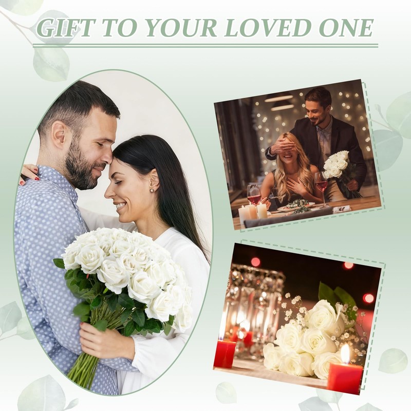 72pcs White Roses Artificial Flower in Bulk, Realistic Velvet Silk Faux Roses... gallery
