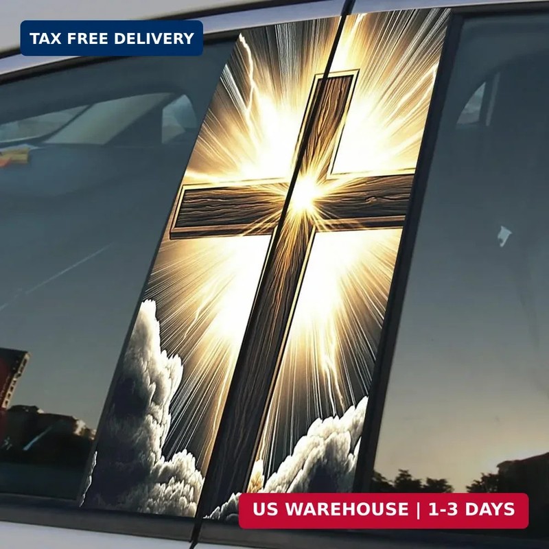 1 Pair Jesus Car B-Pillar Decals, Cross Car Center Pillar Stickers, Waterproof V gallery