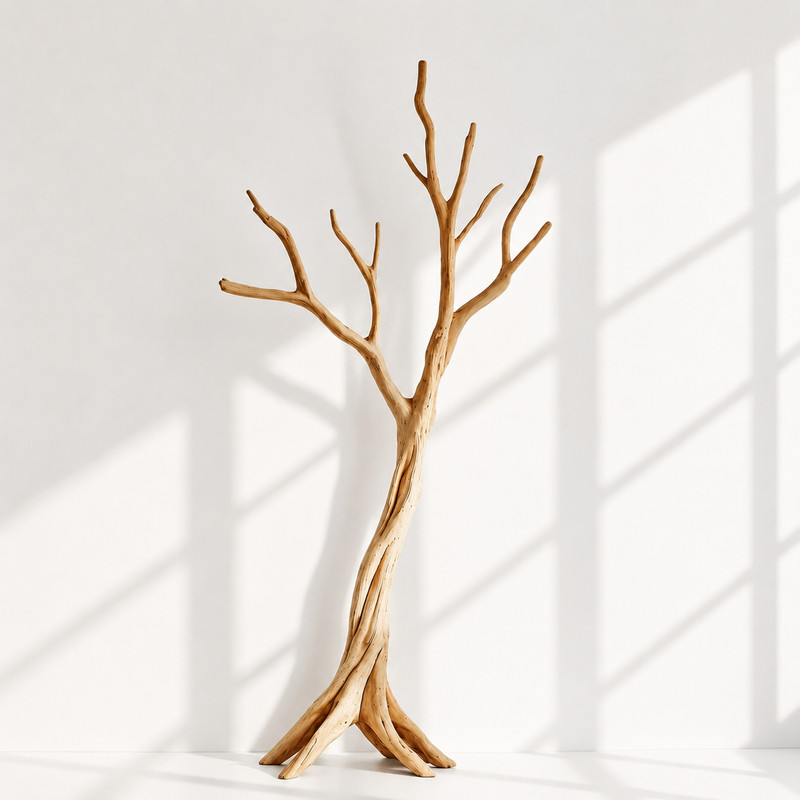 Coat Rack Natural Wood Tree Branch Standing Hat Rack Entryway Organizer