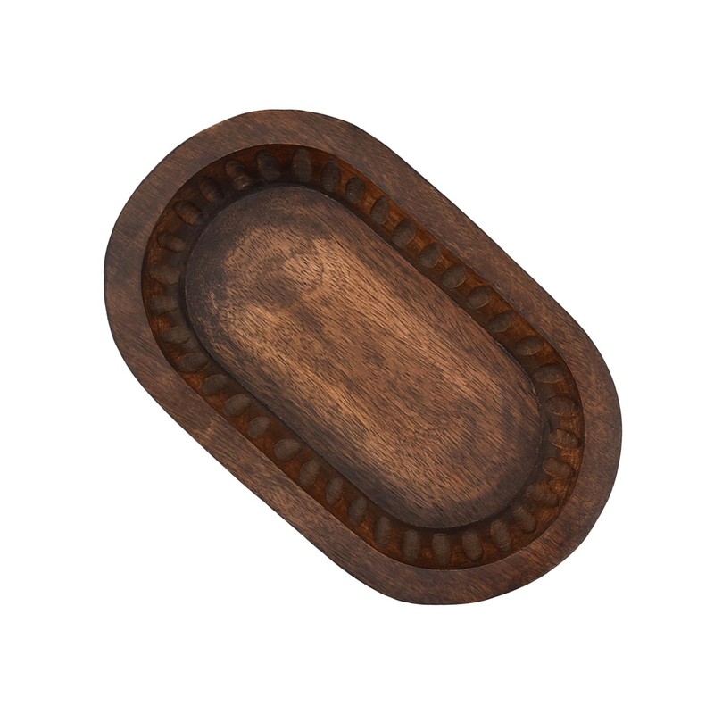 Mango Wood Decorative Bowls for Home Décor, Decorative Long Wooden Bowl for T... gallery