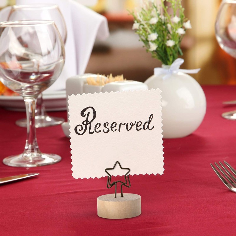 15 Pack Wooden Base Place Card Holders Rustic Iron Wire Picture Picks Clip Ho... gallery