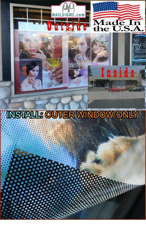 Permanent 02 Perforated Mesh See-Through Window Vinyl Microblading Sign Vertical gallery