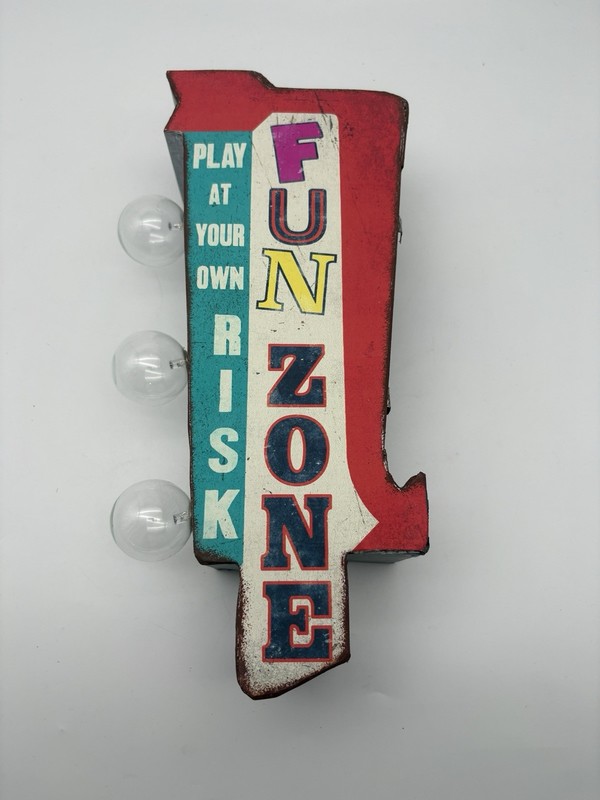 Fun Zone Arrow Shaped Double Sided LED Sign, For Game Room Bar Man Cave Arcade