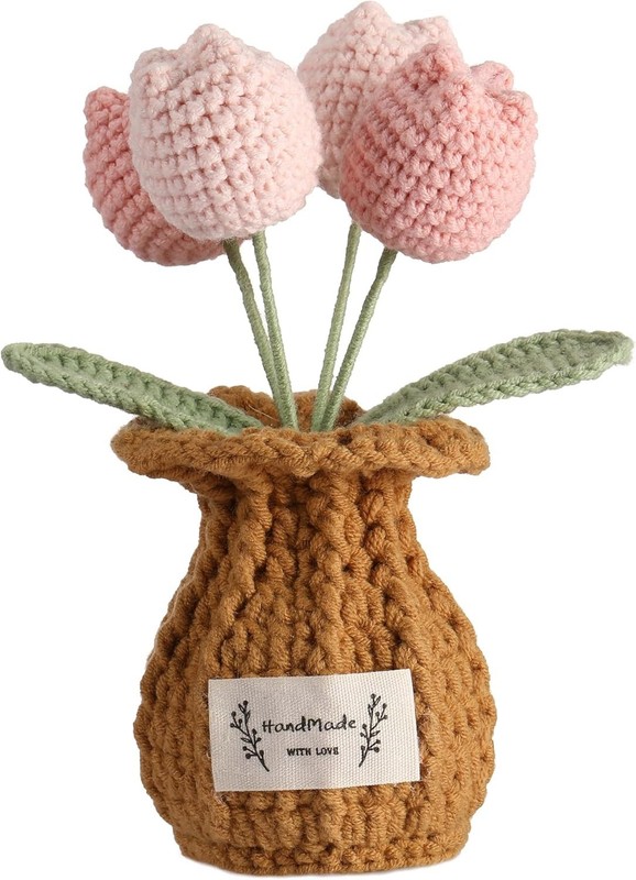 Soft Pink Crochet Tulip Plant - Ideal Gift for Birthdays and Mother's Day gallery