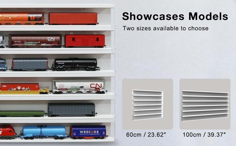 Train Display Case 24" HO N Car 1/64 Model Locomotive Wall Shelves White Cabinet gallery