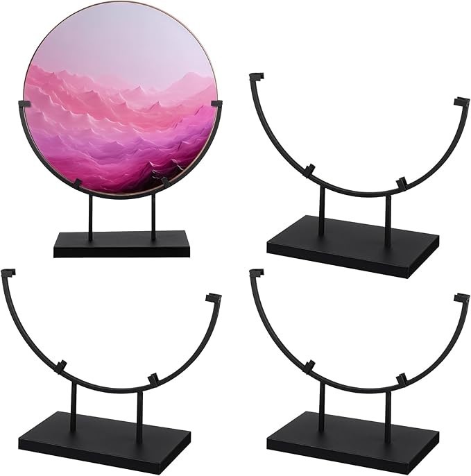 Blulu 4 Pcs 10 Inch round Metal Display Stands for Stained Glass Art Fused Glass