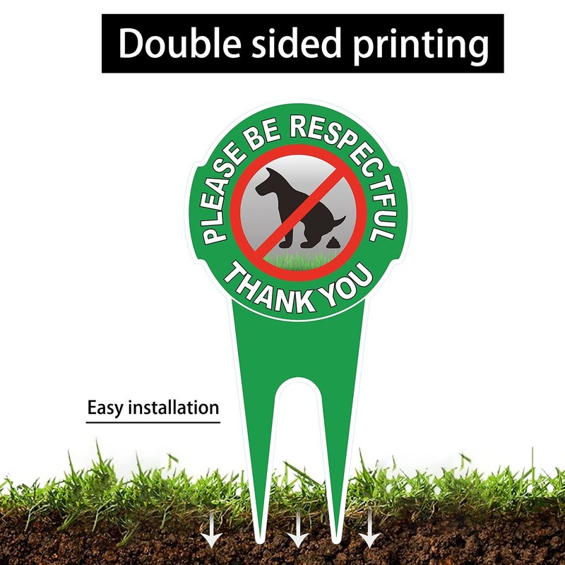2 Pack No Poop Dog Sign With Stake 12" x 6",Double Sided No Pooping Dog Sign ... gallery