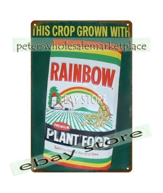 Rainbow Plant Food Fertilizer farm memorabilia metal tin sign the wall poster