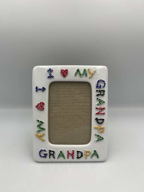 Vintage I Love My Grandpa Ceramic resin Picture Frame 3.5 X 5 photo