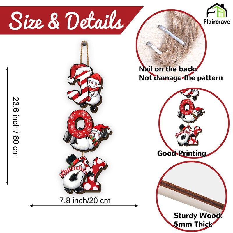 Red Christmas Snowman Wooden Wreaths for Front Door Navidad Welcome Sign Wint... gallery