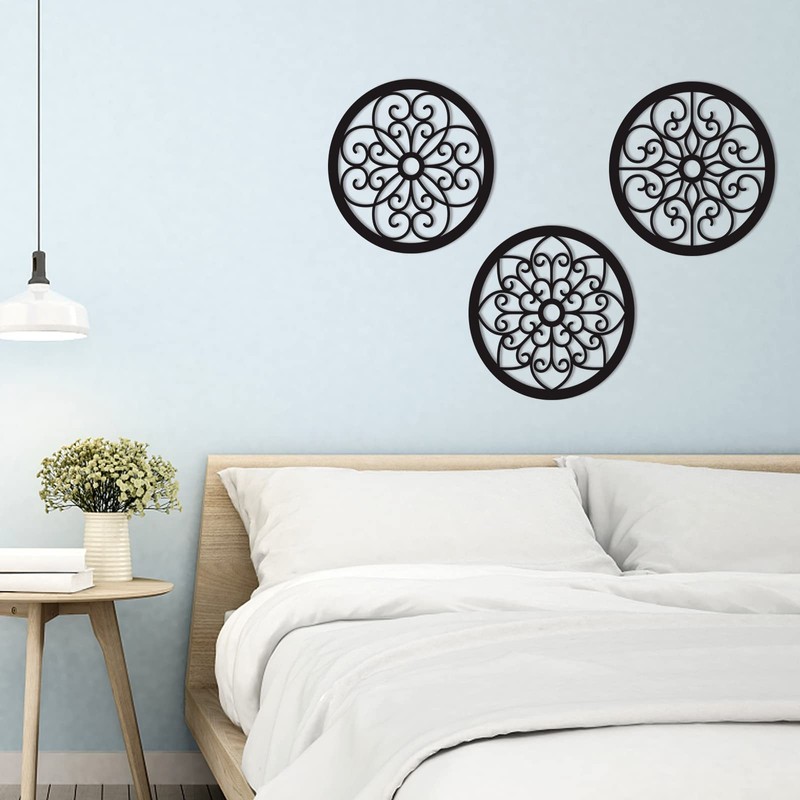 Bnesi 3 Pieces Thickened Rustic Wood Wall Decor,Farmhouse Circle Wall Decor M... gallery
