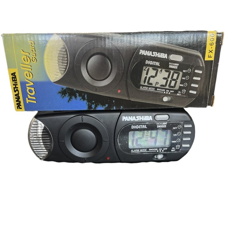 NOS Panashiba Electronics Traveller Guard Alarm Clock With Light New FX-600