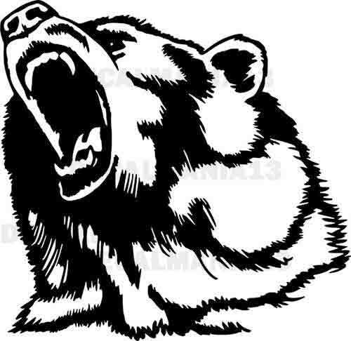 Bear Head Angry Grizzly Wall Car Truck Window Vinyl Sticker Decal