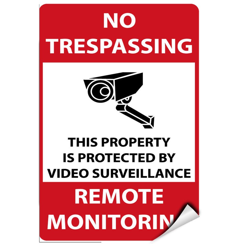 No Trespassing Property Protected By Video Surveillance LABEL DECAL STICKER