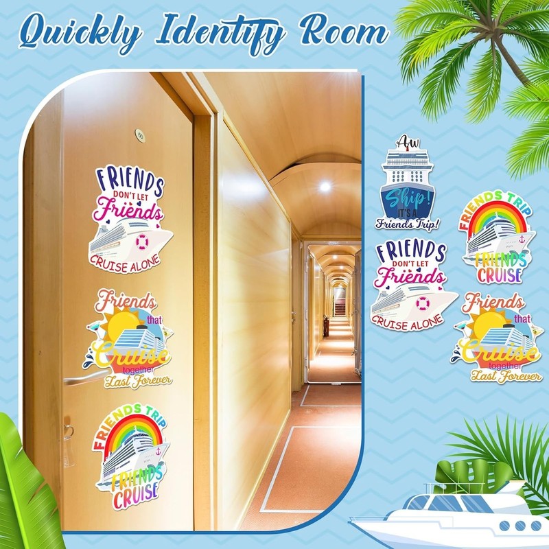 Waterproof Large Cruise Door Decorations - 4 Fun PVC Magnets for Travel gallery