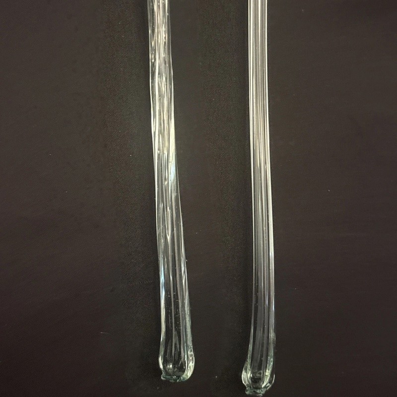 VTG: Blown Glass Clear Trumpet Lily Over 12” Long Stem Murano Style Art Flower gallery