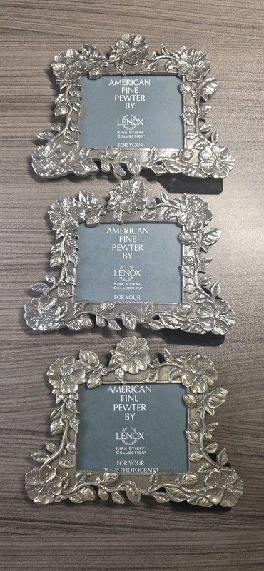 3 Lenox Picture Frames ~ Kirk Stieff American Fine Pewter Collection 3×4