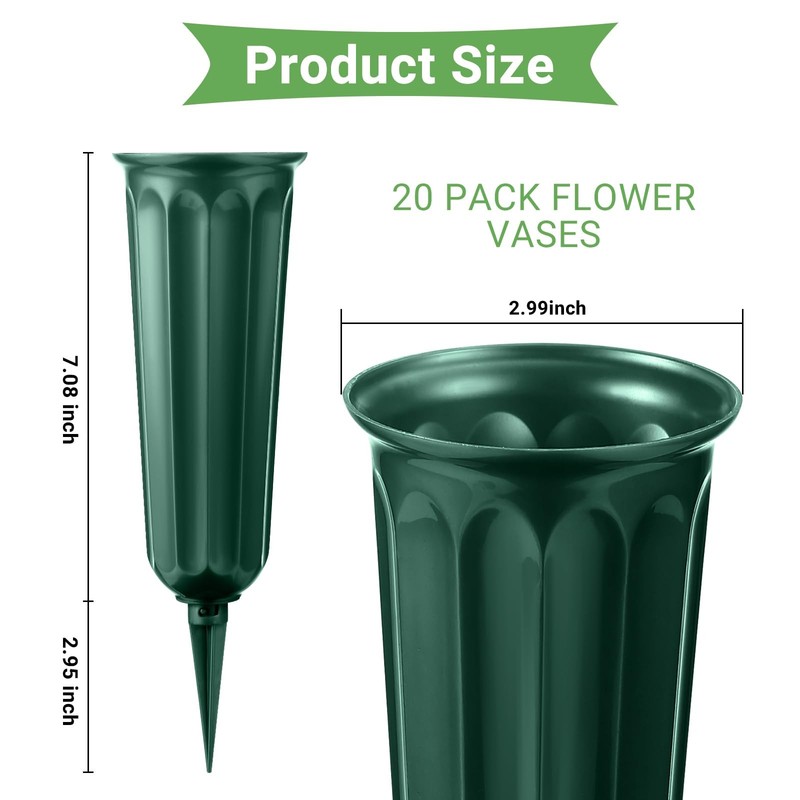 20 Pack Cemetery Vases with Spikes,Plastic Vases for Flowers,Grave Decoration... gallery