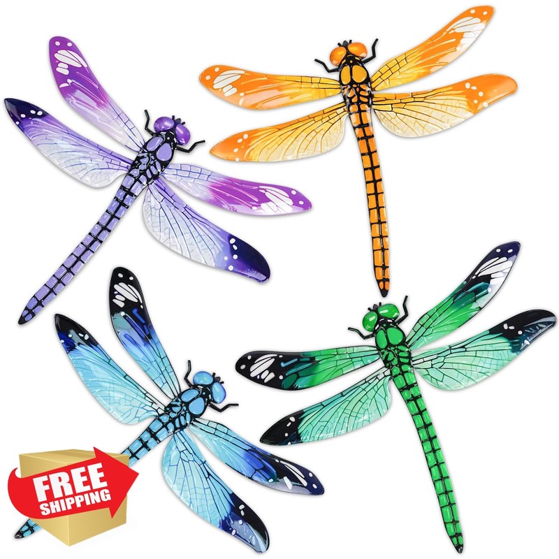 ULENDIS 4pk Large Dragonfly Wall Decor