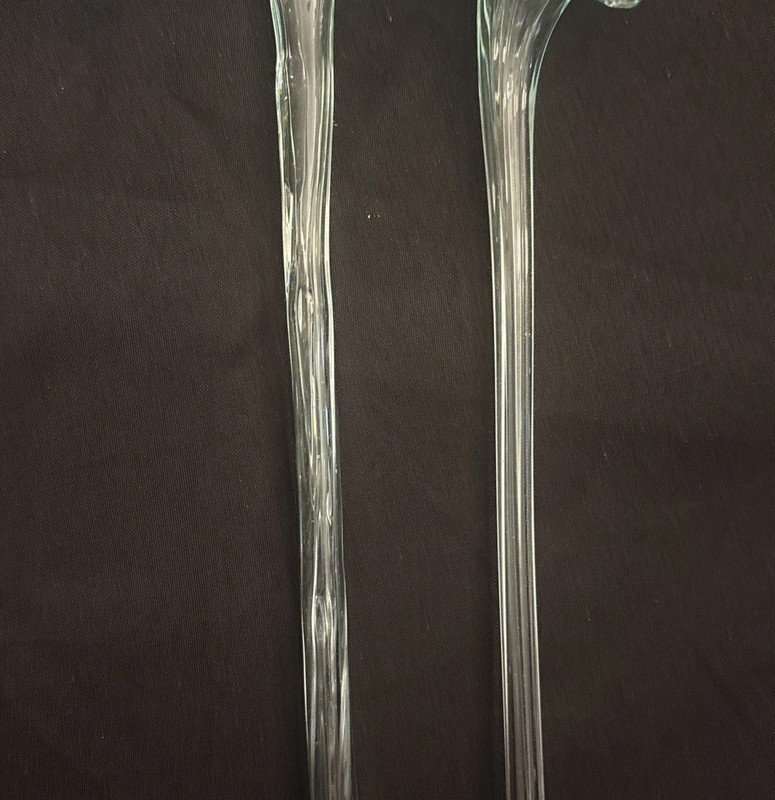 VTG: Blown Glass Clear Trumpet Lily Over 12” Long Stem Murano Style Art Flower gallery