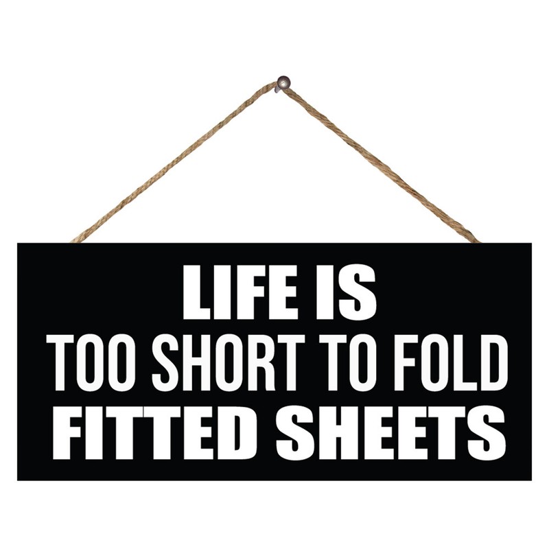 JennyGems Laundry Sign, Laundry Decor, Life Is Too Short To Fold Fitted Sheets
