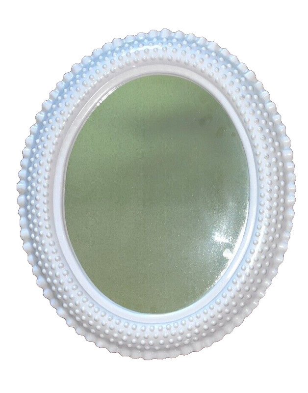 Vintage 18" x 15" Burwood Bright White Ruffled Edge Hobnail Mirror #2657 USA EUC gallery