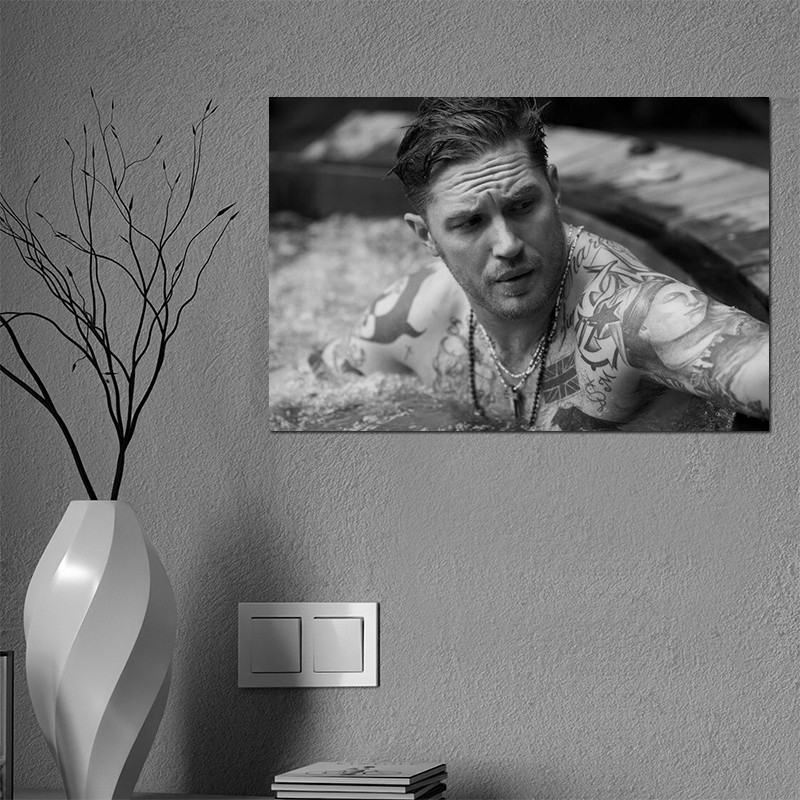 Large Waterproof Canvas Tom Hardy Black & White Portrait Poster Art Print gallery
