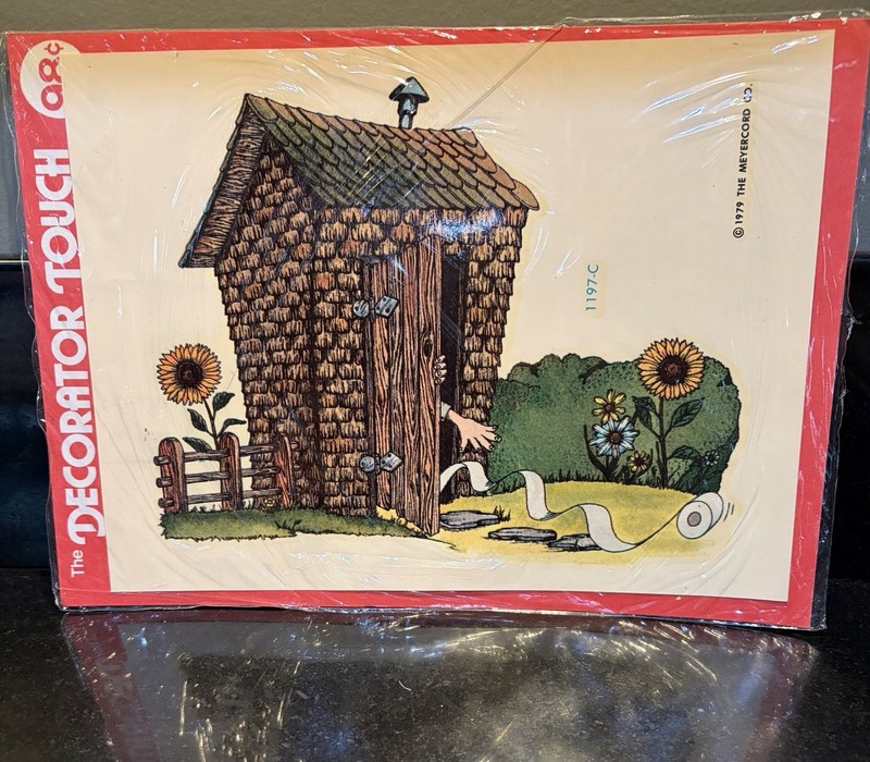 Vtg 1979 Meyercord DECALART NOS Water Applied Decals Rolling TP Outhouse Humor