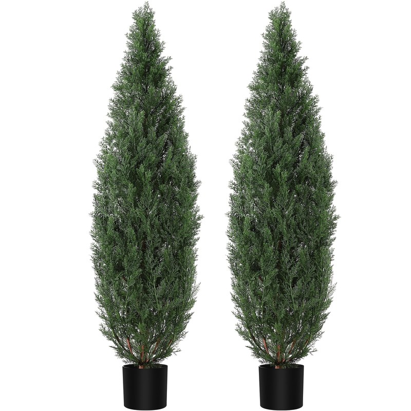 2 PACK 3FT-5FT Artificial Topiary Tree Faux Plant Home Decor UV Indoor Outdoor gallery
