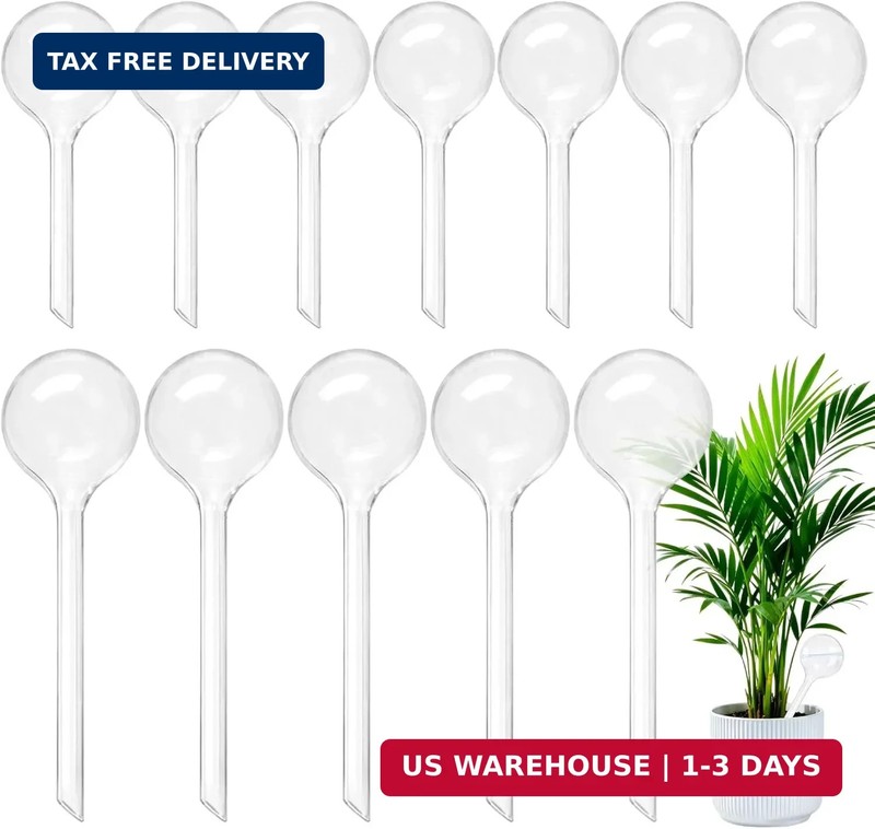 Anyumocz 12 Pcs Clear Plant Watering Globes,Plastic Self-Watering Bulbs,Flower A