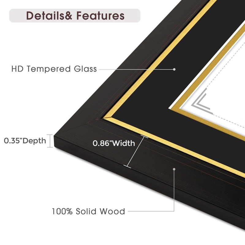 Elegant 11x14 Diploma Frame with Gold Trim for 8.5x11 Certificate Display gallery