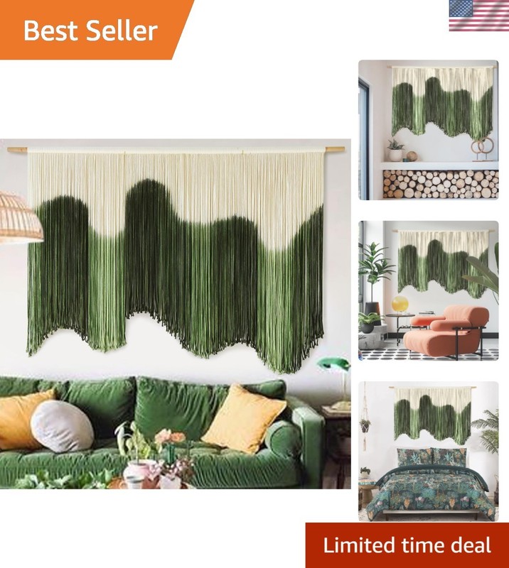 Macrame Wall Hanging Green Fiber Boho Wall Art Unique Handmade Large