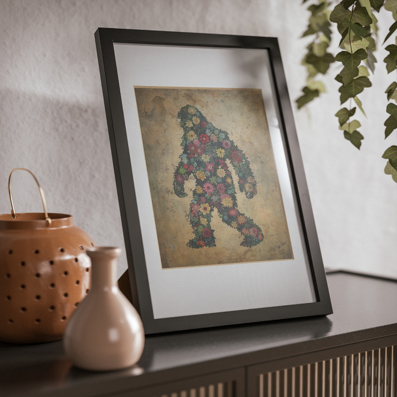 Vintage Sasquatch Flowers Wall Art, Bigfoot Floral Poster, Botanical Yeti Decor gallery
