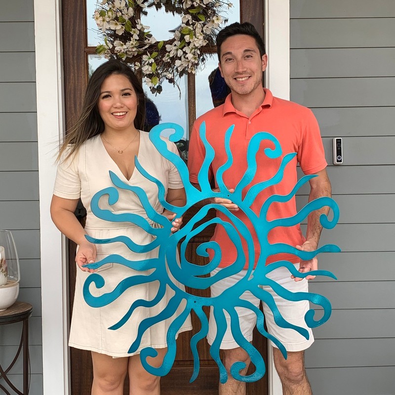 Metal Sun Wall Art, Rustic Boho Garden Decor, Outdoor Patio Accent gallery