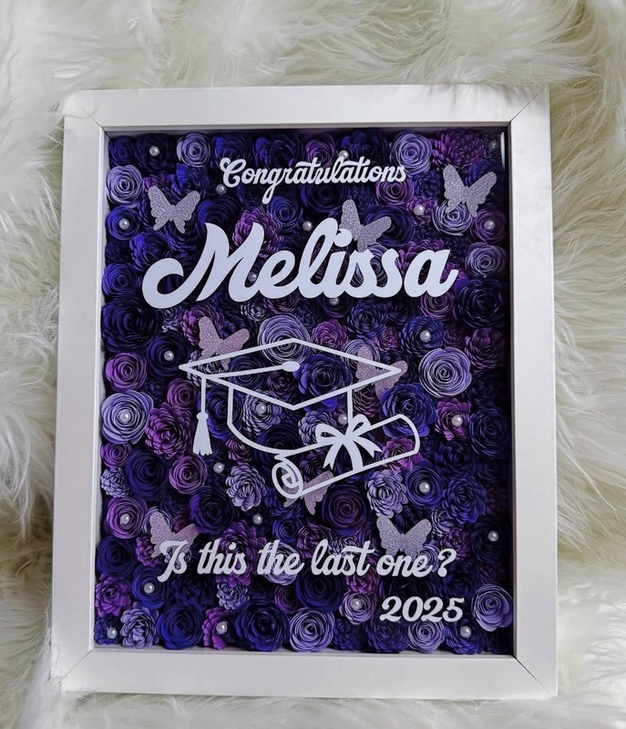 Personalized Graduation Shadow Box Frame Handmade Floral Class of 2026 Gift