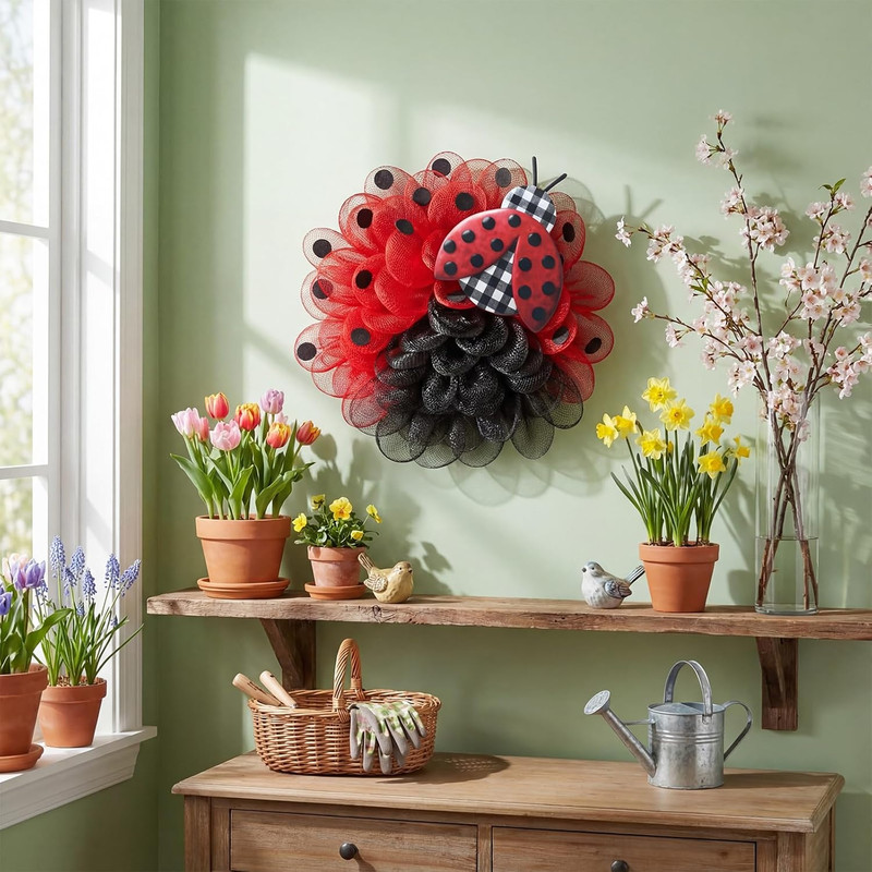 Metal Embossed Ladybug Hanger Red and Black Polka Dot Ladybug Metal Wall Door Ha gallery