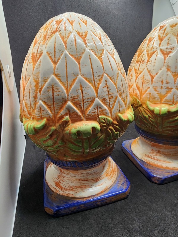 2 Ceramic Pineapples 10 Inches Tall 6 Inches Wide gallery