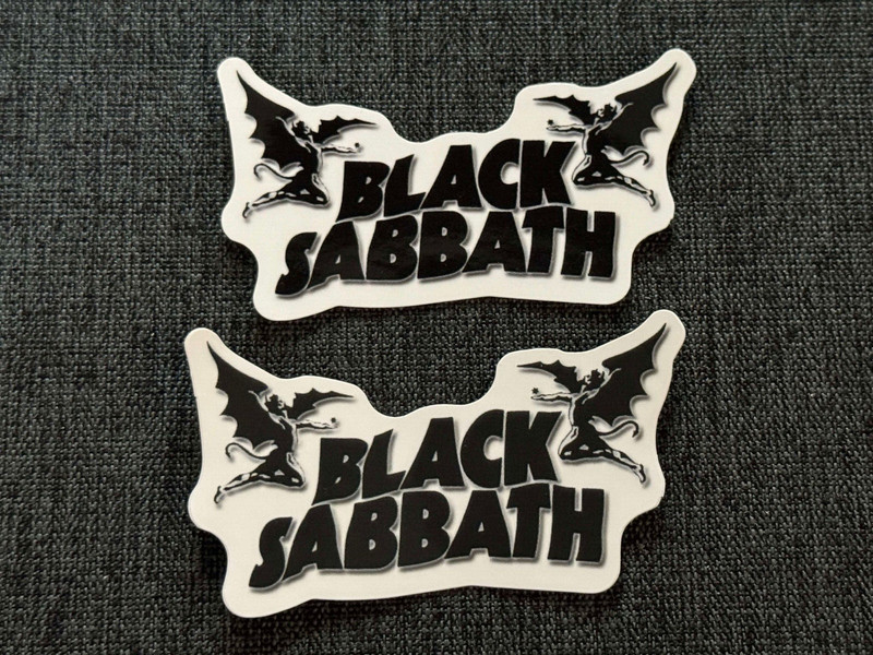 Lot (2) BLACK SABBATH 1 1/2″ x 2 3/4″ Band STICKERS Black White FAST! FREE SHIP!