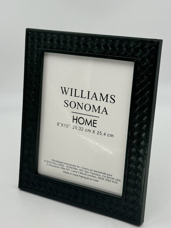 New Williams Sonoma Home 8x10 Green Woven Leather Photo Frame, Scuffed, Read! gallery