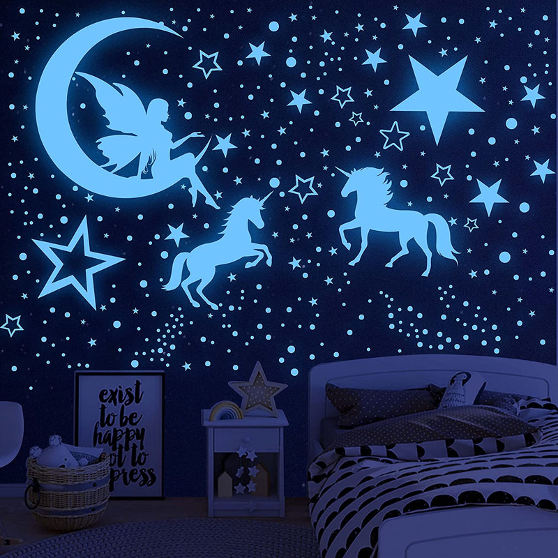 Glow in the Dark Stars for Ceiling,Unicorn Wall Decals Stickers Unicorn Wall Dec
