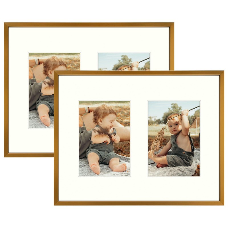 2 Pack 7×5 Bronze Aluminum Collage Frame 2 Opening for 5×7 Photo Wall Mount Art