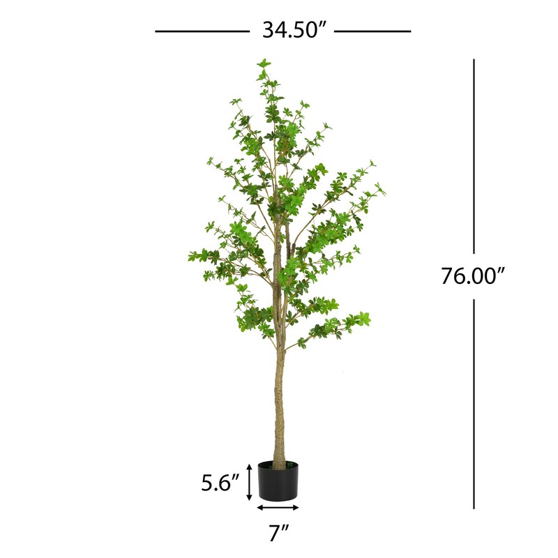76" Artificial Enkianthus Tree in Pot, Realistic Faux Greenery for Home Decor gallery