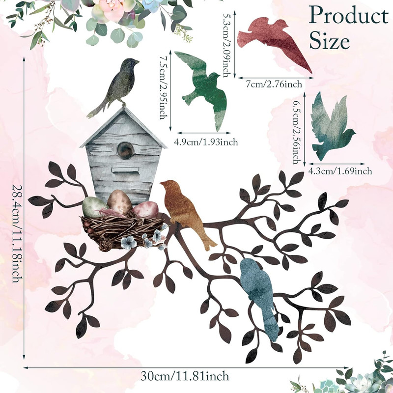 Tatuo Metal Bird Wall Art Birds on the Branch Wall Decor Hanging Metal Sculpture gallery