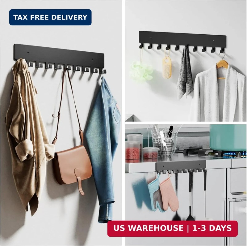 GTK Key Holder for Wall, Key Hooks with 10 Hooks, Wall Mounted Key Holder for Ha gallery