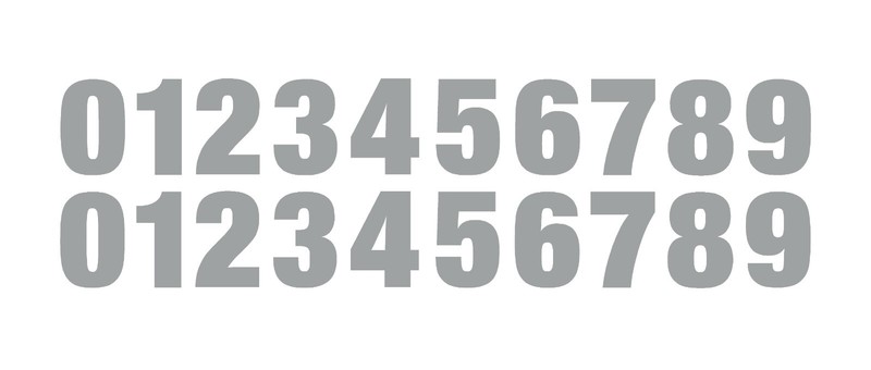 0-9 Numbers Gray Sticker Vinyl Decals CHOOSE .5″ – 12″ Set Of 20 (V1146)