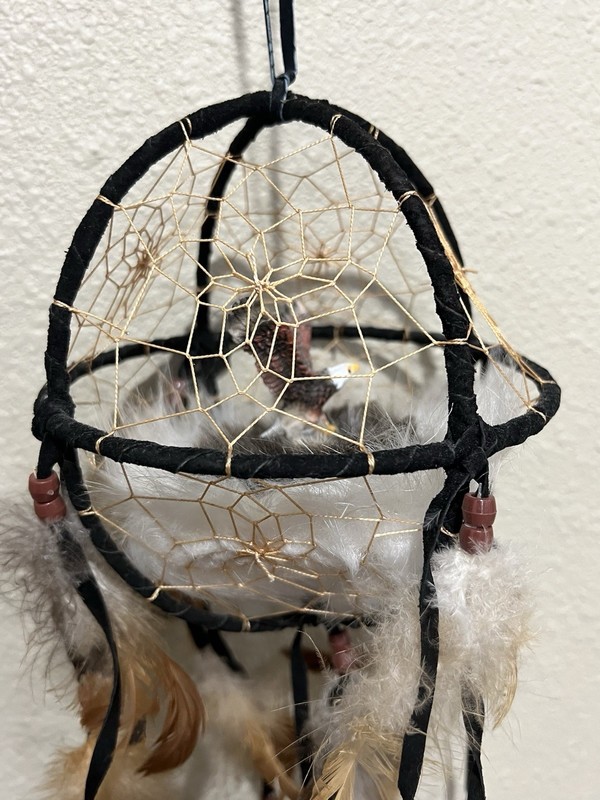 Traditional Western Dreamcatcher Round Ball With Eagle Figurine Hand Crafted gallery