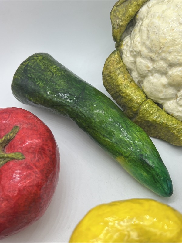 Lot Of 6 Paper Mache Fruits Vegetables Lifesize Decor Props Folk Art Movie Play gallery
