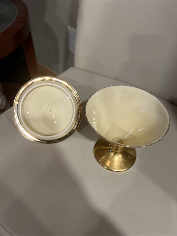 Vintage Royal Winton Golden Age Porcelain MCM Candy Dish Apothecary with Lid Mcm gallery