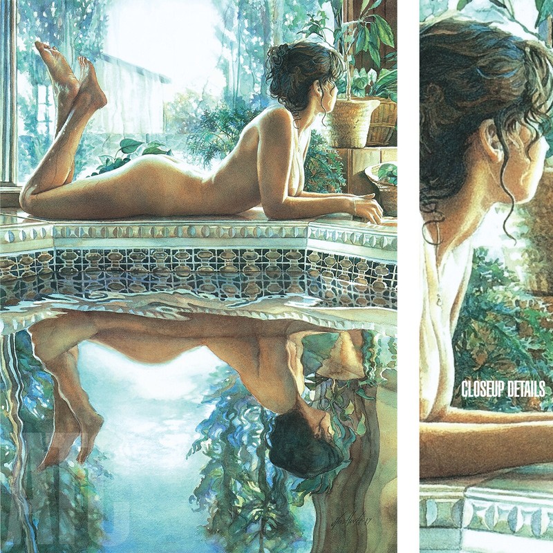 20W”x28H” REFLECTING by STEVE HANKS -BATH SHOWER Subject Nudes CHOICES of CANVAS